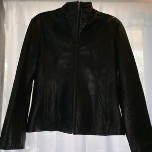Vintage Sienna real black leather jacket.